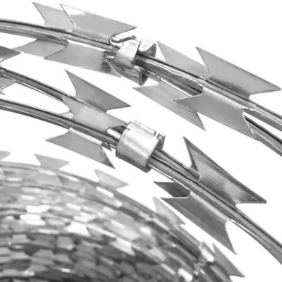 Stainless Steel Razor Barbed Wire Mesh Roll Double Coil Concertina Wire untuk pagar perbatasan