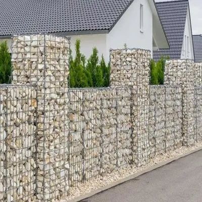Keranjang Gabion Galvanis 2.7mm Ukuran 2x1x1m 1.5x1x1m dengan Ukuran Sel 8x10cm Woven Gabion Mesh